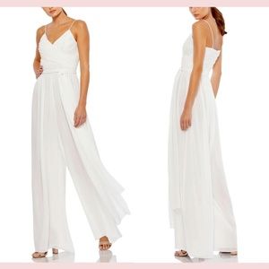 NWT $338 IEENA for Mac Duggal [‎ XL ] Pleated Wide Leg Jumpsuit in White